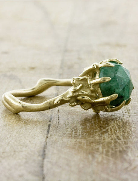 Unique Engagement Rings by Ken & Dana Design - Colette Emerald side view