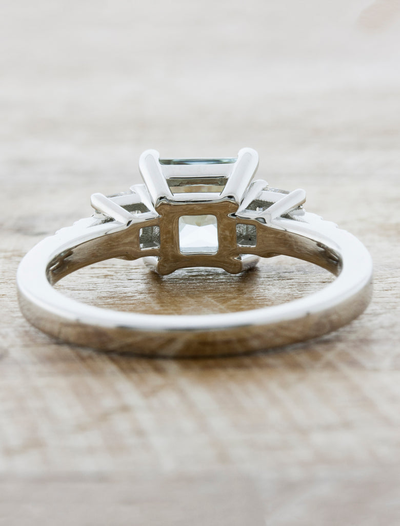 Classic Three Stone Princess Cut Aquamarine Ring