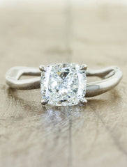 Organic design cushion cut engagement ring - Aurora;caption:1.25ct. Cushion Cut Diamond 14k White Gold