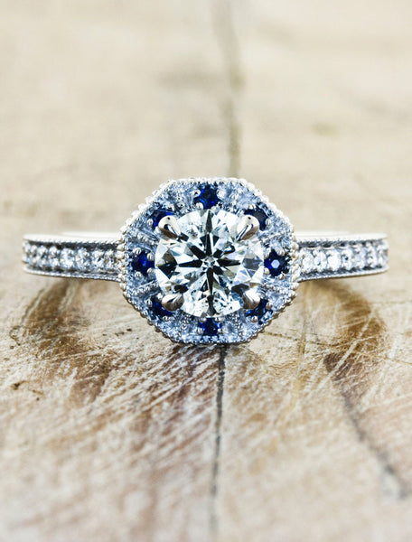 Unique Custom Engagement Rings by Ken & Dana Design - Danielle top view;caption:0.91ct. Round Diamond 14k White Gold