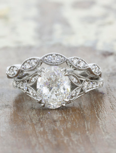 Skyla: Vintage Inspired Oval Diamond Filagree Detailed Engagement Ring  Ken  Dana