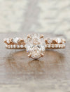 caption:Paired with Sarah wedding band in 14k rose gold