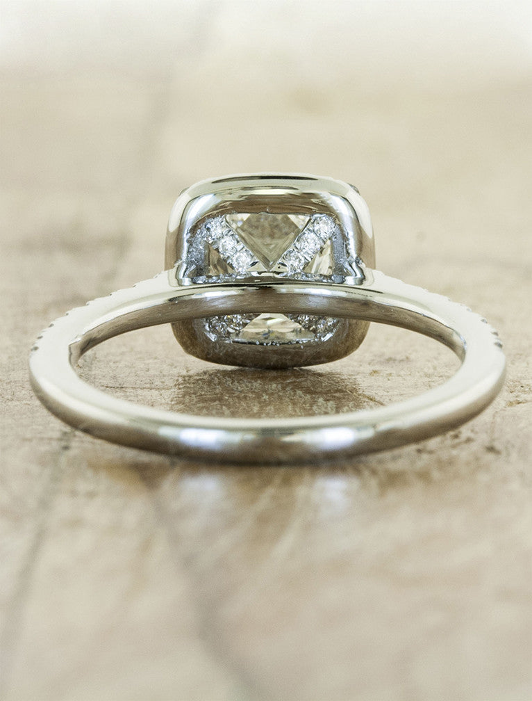 Princess Cut Halo Diamond Engagement Ring