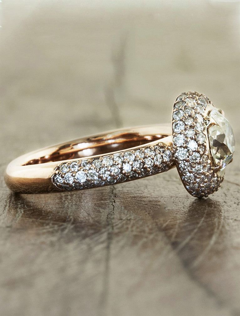 unique vintage inspired diamond encrusted engagement ring