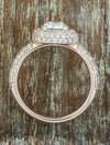 unique halo round european cut diamond, diamond band