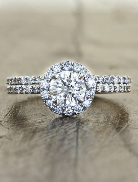 14K Two-Tone Round Hidden Halo Diamond Engagement Ring