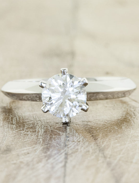 caption:Shown with round diamond in 14k white gold