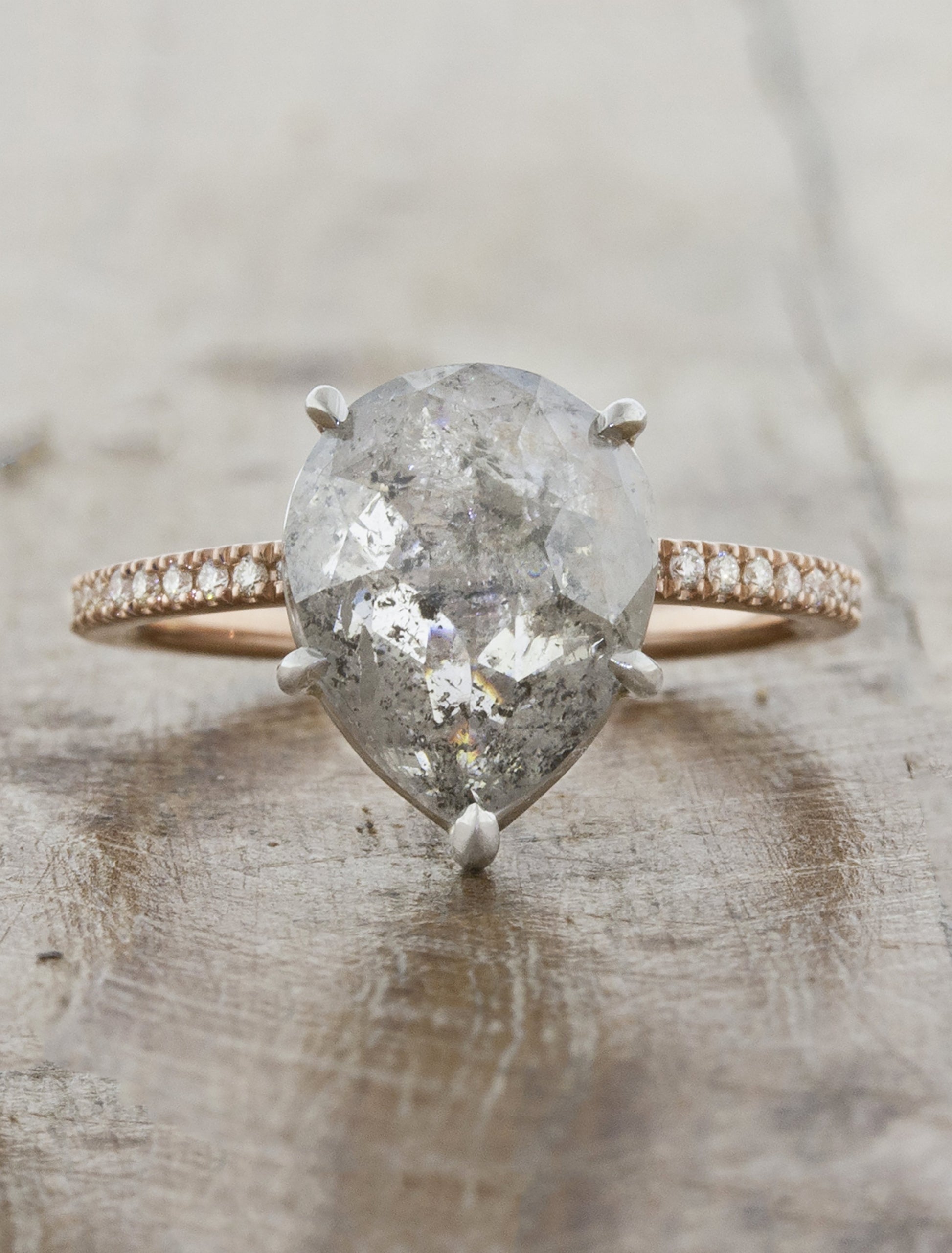 Rulet: Pear Rough Diamond Engagement Ring, Mixed Metal Ken