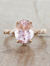 caption:Shown with 10x8mm oval Morganite (approx 2.5 carat) in 14k rose gold