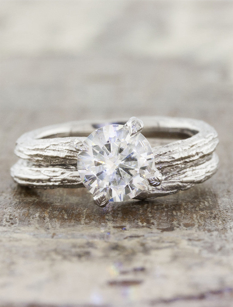 caption:Stacked with Amala engagement ring in platinum