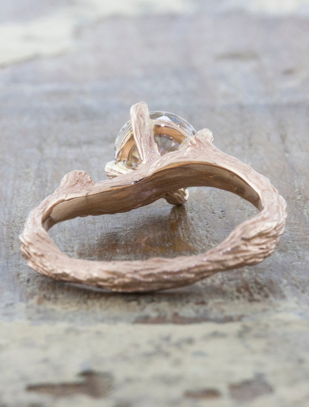 Anani: Tree Bark Textured Diamond Engagement Ring Ken Dana Design