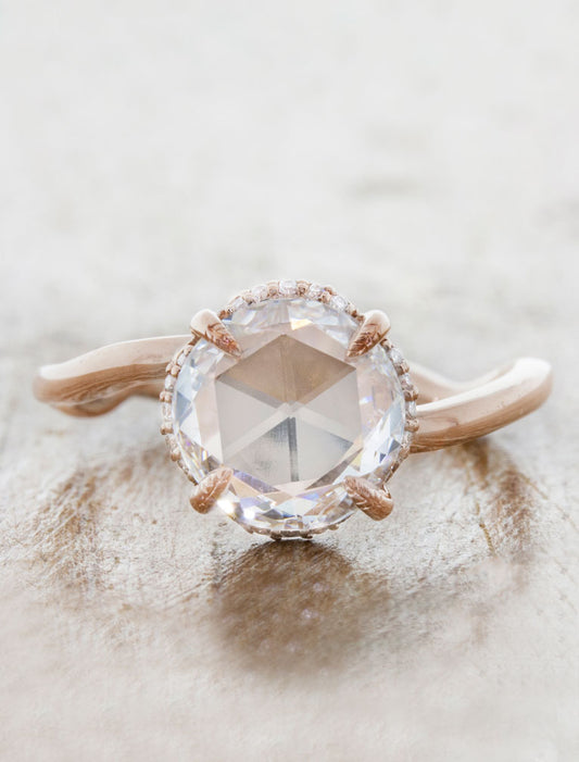 caption:Shown with 1.5ct rose cut diamond in 14k rose gold