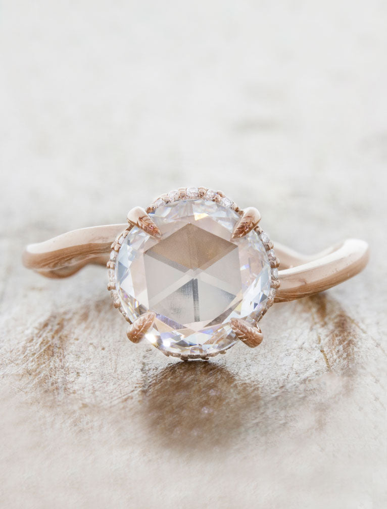 caption:Shown with 1.5ct rose cut diamond in 14k rose gold