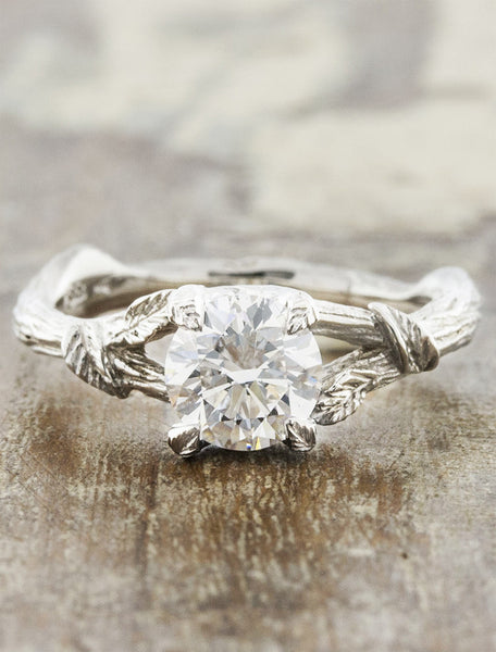 Nature inspired engagement ring - Adelia caption:1.00ct. Round Diamond 14k White Gold