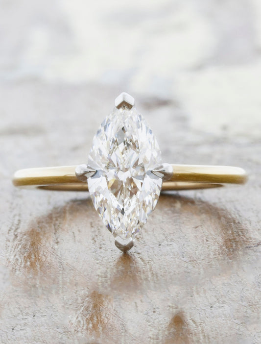 caption:Shown with 1ct marquise in 14k yellow gold & platinum setting
