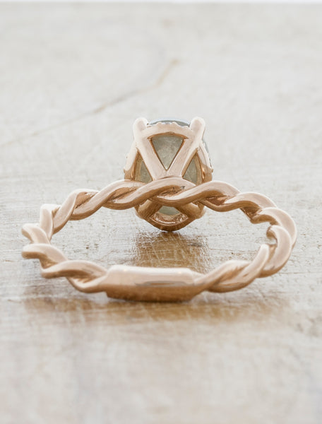 Oval Rough Diamond, Twisted Band Ring
