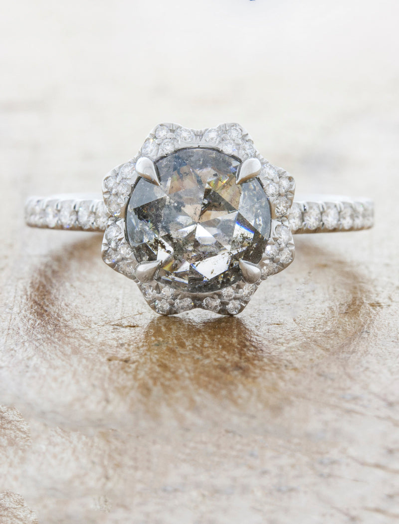 caption:Customized with round salt & pepper diamond in platinum