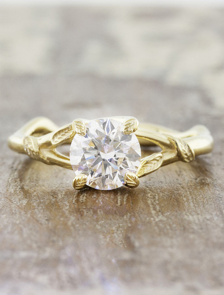 Pembroke: Leaf Prong Diamond Engagement Ring, Rose Gold | Ken & Dana
