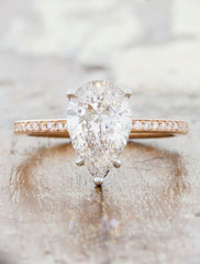 Unique engagement ring solitaire;caption:1.50ct. Pear Diamond 14k Rose Gold and Platinum
