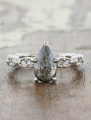 Pear Diamond Engagement Ring caption: 1.01ct Pear Rough Diamond on a Platinum Band