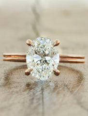 unique oval diamond engagement ring, double rose gold band caption:2.00ct. Oval Diamond 14k Rose Gold