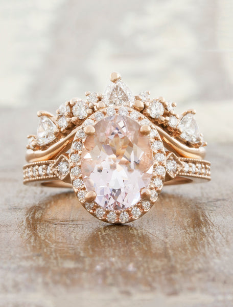 Art Deco Engraved Filigree Morganite Engagement Ring in 14 Karat White Gold  | Heirloom Vintage Design — Antique Jewelry Mall