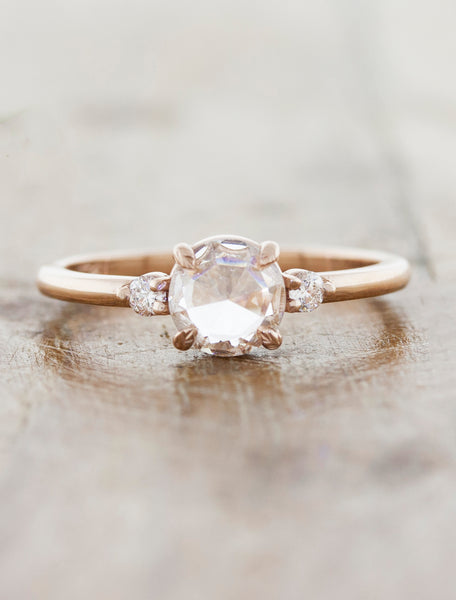Rose Cut Diamond Engagement Ring caption: 0.50ct Rose Cut Diamond 14k Rose Gold