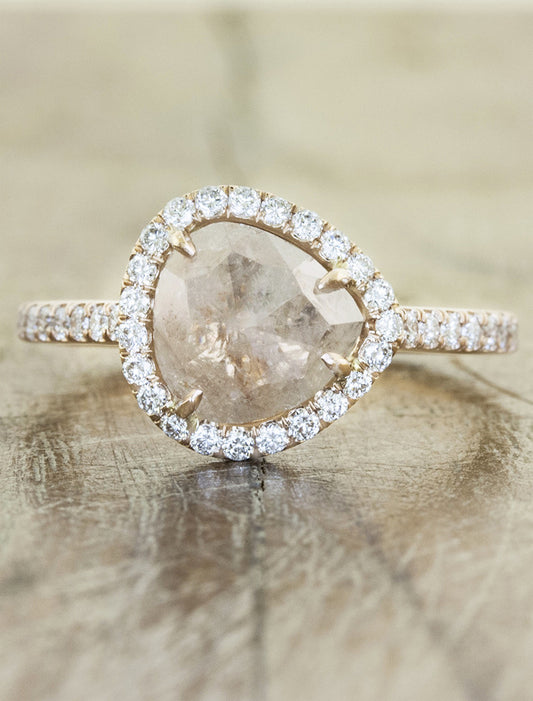 caption:Shown in 14k rose gold with rustic diamond