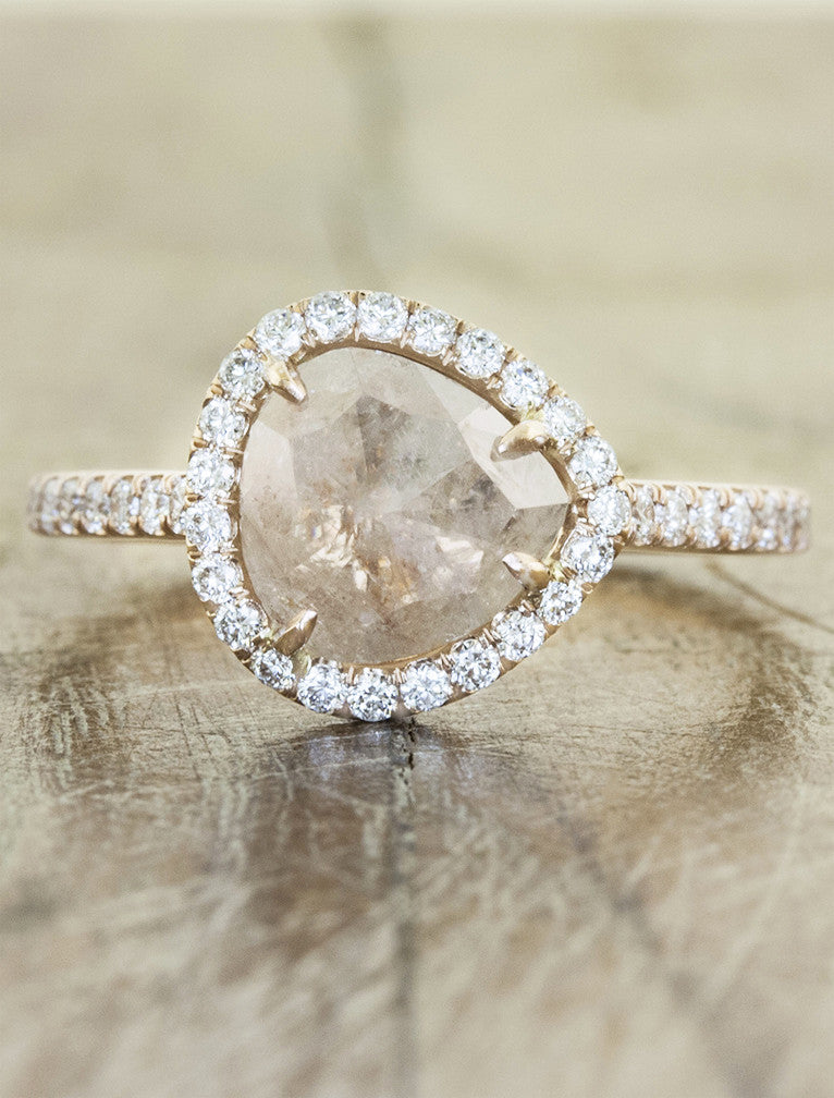 caption:Shown in 14k rose gold with rustic diamond