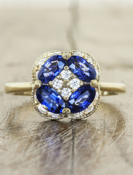 Vintage, 7ct Sapphire and Diamond Cluster Ring, Platinum – Antique Ring  Boutique
