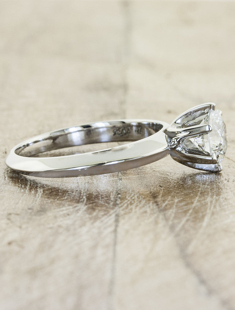 modernist diamond engagement ring, knife edge band
