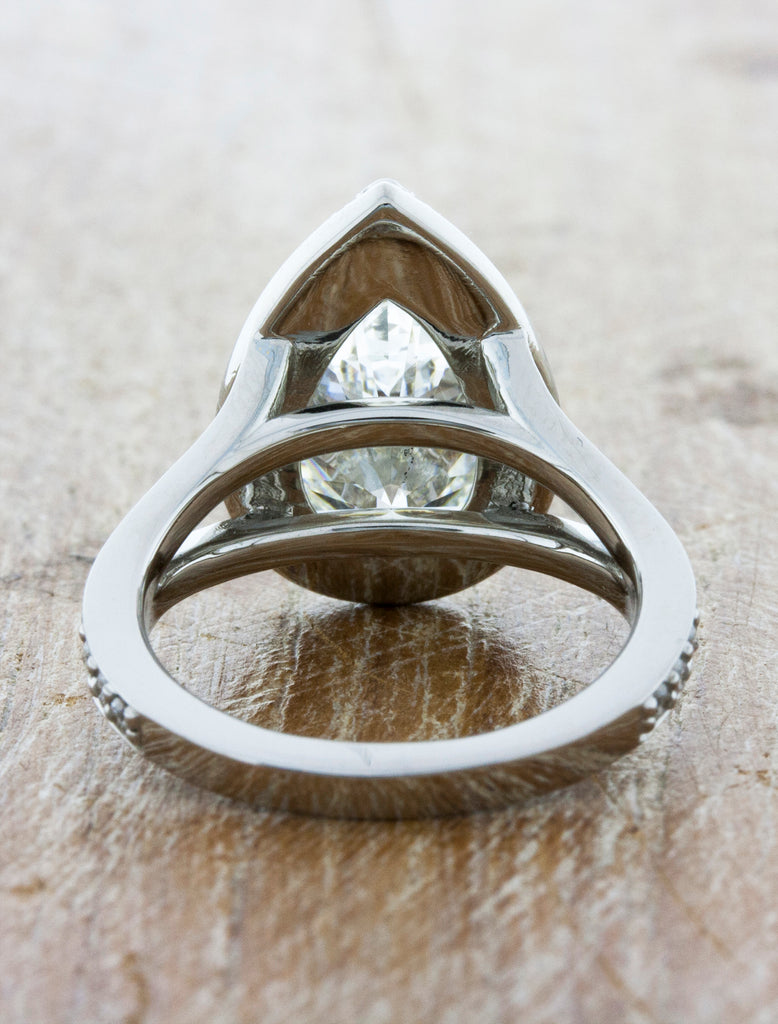 Pear Cut Diamond Halo, Split Band Engagement Ring