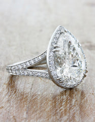 Pear Cut Diamond Halo, Split Band Engagement Ring