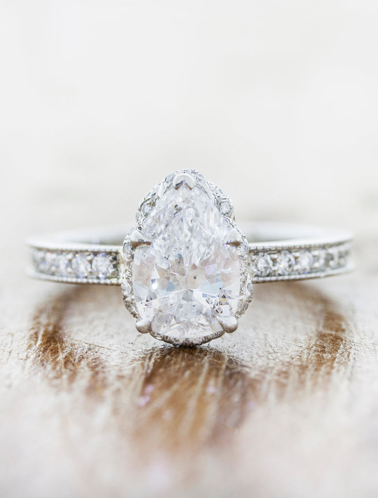 Maddy: Pear Cut Diamond Halo Engagement Ring | Ken & Dana Design