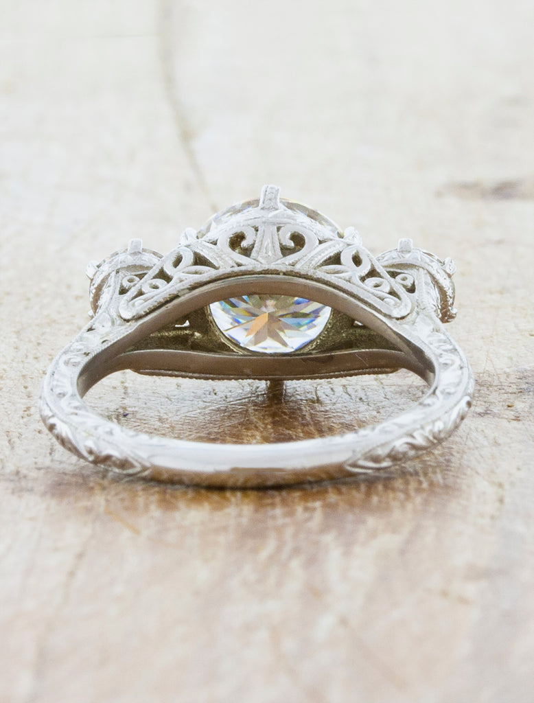 Ornate Filigree Band Diamond Engagement Ring