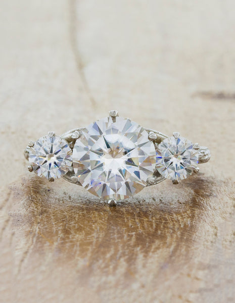 Ornate Filigree Band Diamond Engagement Ring caption: 3.00ct Round Diamond on a Platinum Band