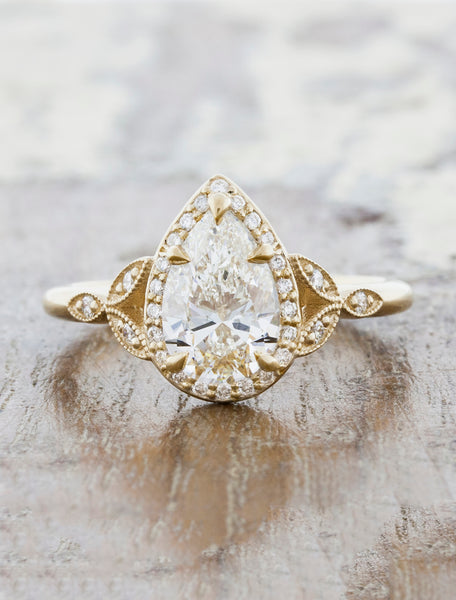 Vintage Engagement Ring for Women Natural Diamond Yellow Gold