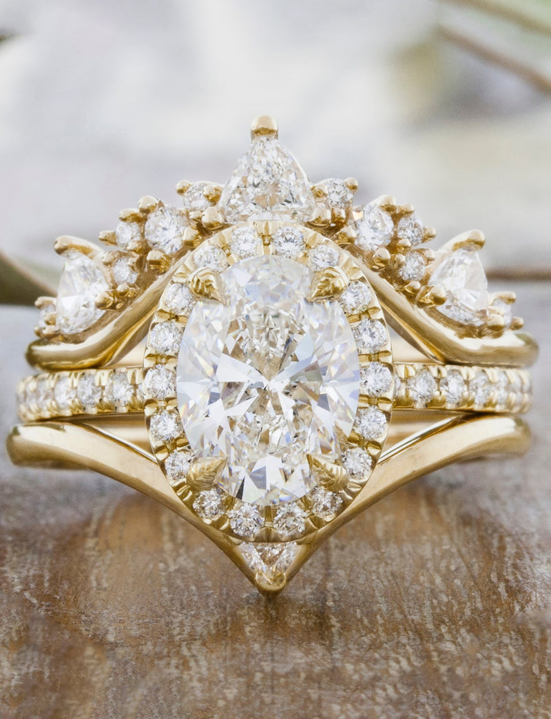 caption:Stacked with Tempest wedding band & Verity engagement ring