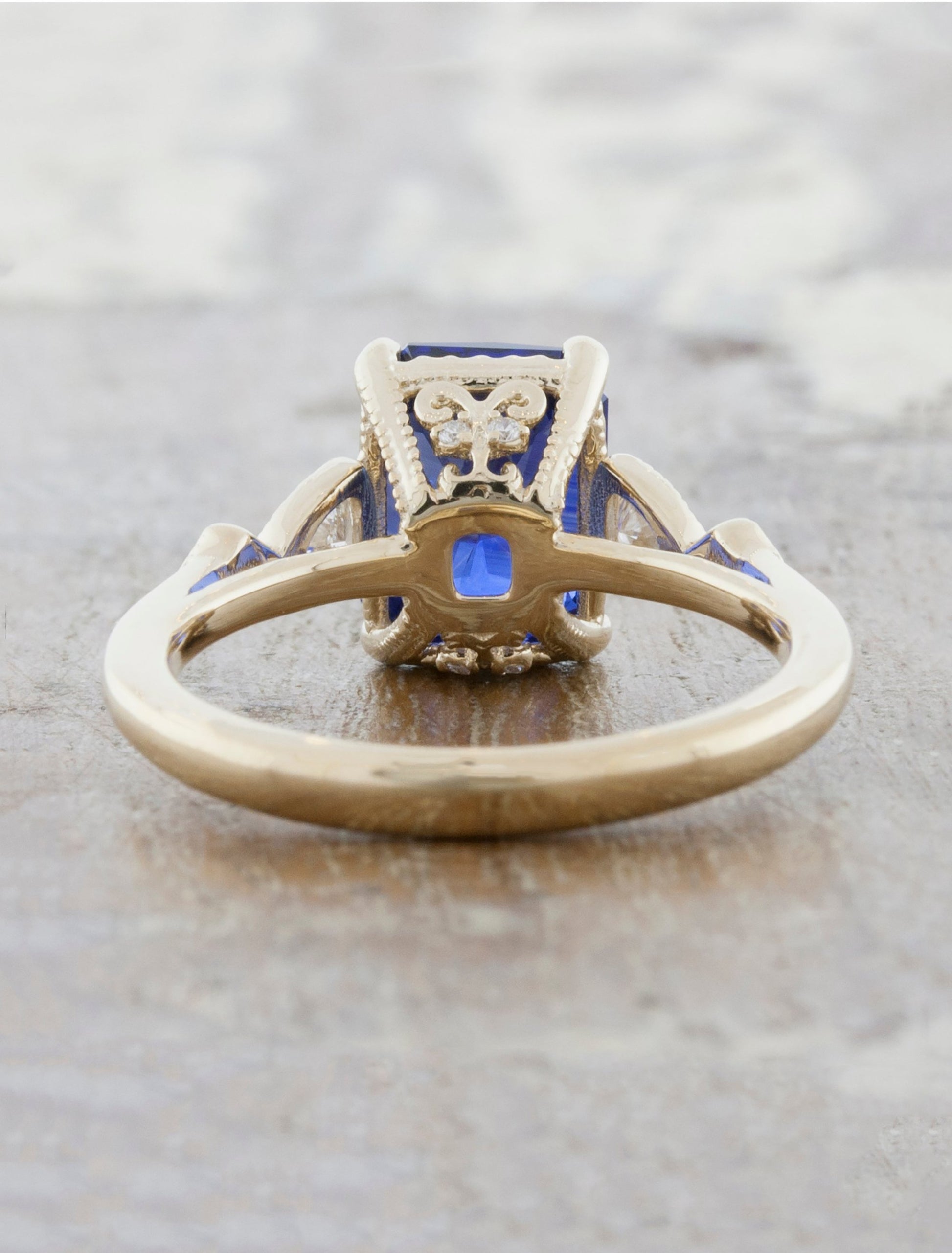 Fleur: Vintage Emerald Cut Sapphire Ring Ken Dana – Ken Dana