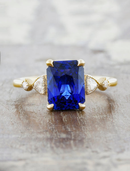 Fleur: Vintage Emerald Cut Sapphire Ring Ken Dana – Ken Dana