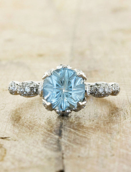 Aquamarine Vintage Inspired Engagement Ring