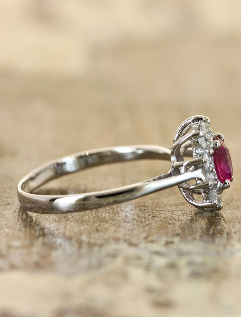 Ruby Halo Engagement Ring