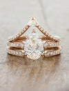 caption:Shown with Charleen engagement ring and Kia wedding band in 14k rose gold