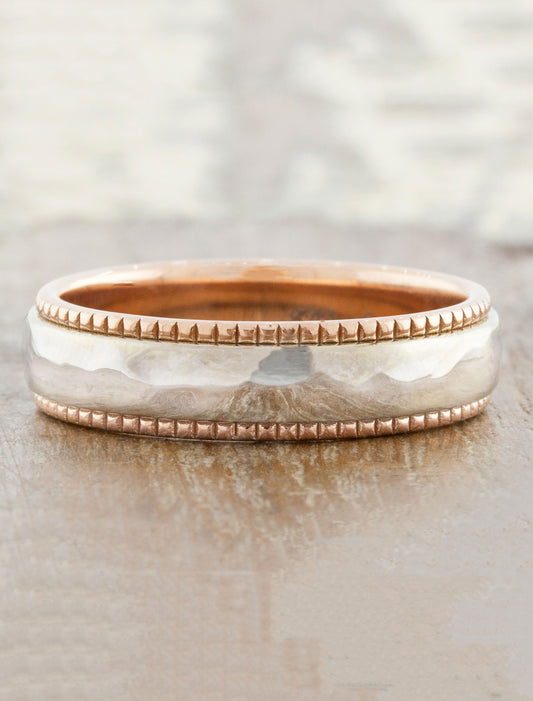 caption:Shown in 5mm width in mixed platinum & 14k rose gold