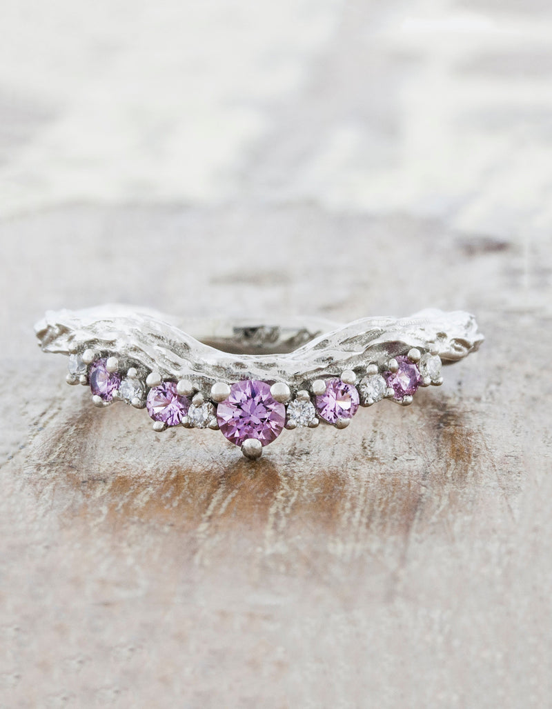 caption:Customized with pink sapphires & all round stones in platinum