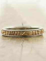 rough texture mixed metal banded wedding ring