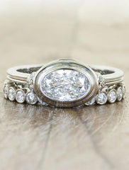 oval diamond ring with matching band 