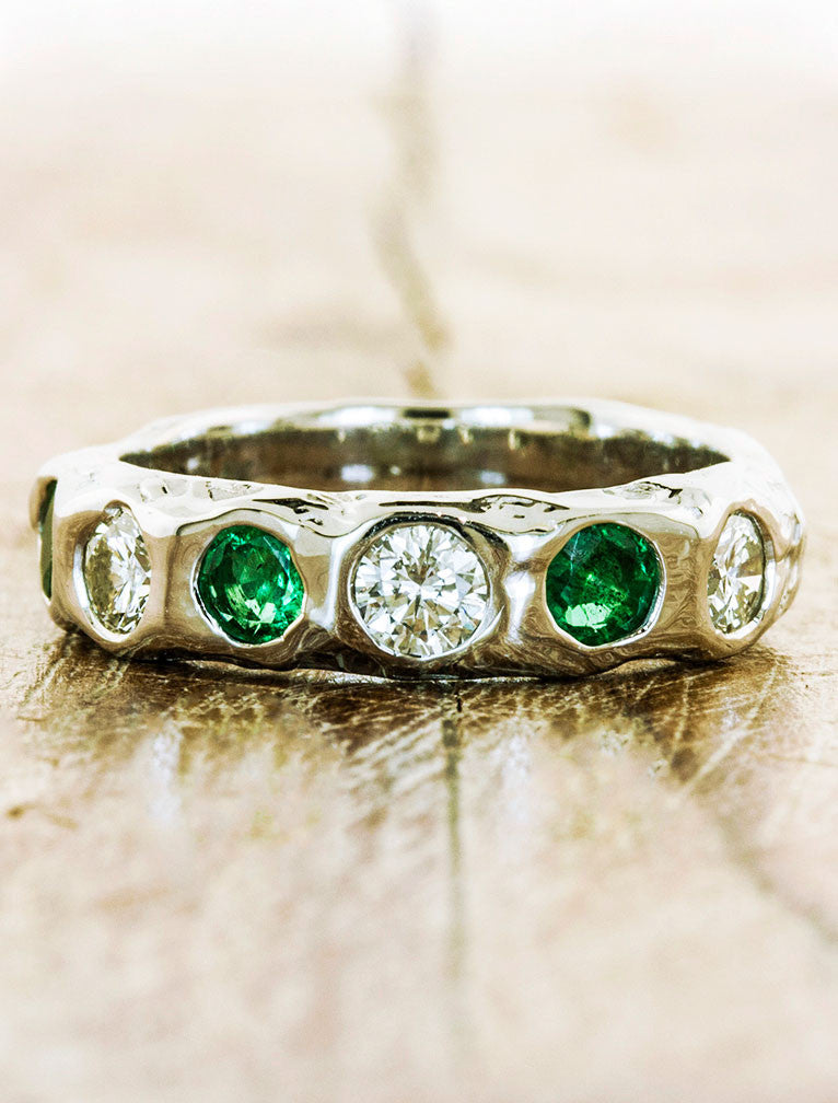  Emerald and Diamond Wedding band
