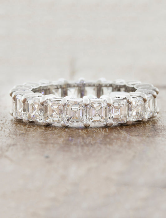 caption:Shown with 5.21 tcw asscher cut diamonds in platinum
