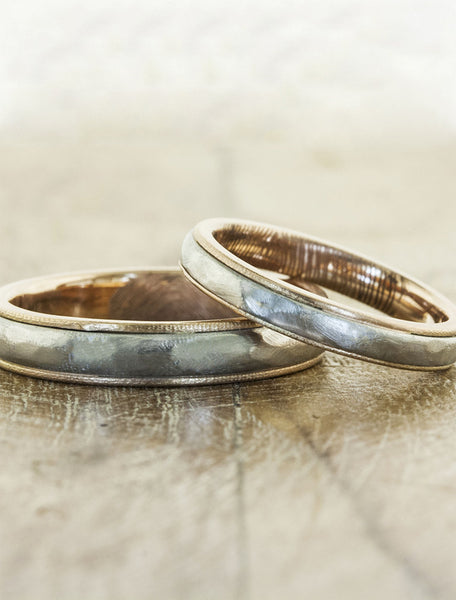 simple matching his & hers wedding bands - multi metal